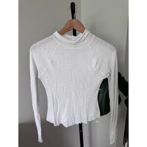 Free People Intimately Waffle Knit Long Sleeve Top White